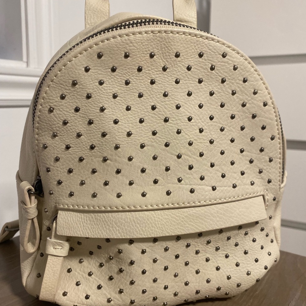American Eagle Outfitters Cream Backpack with Polka Dot Design
